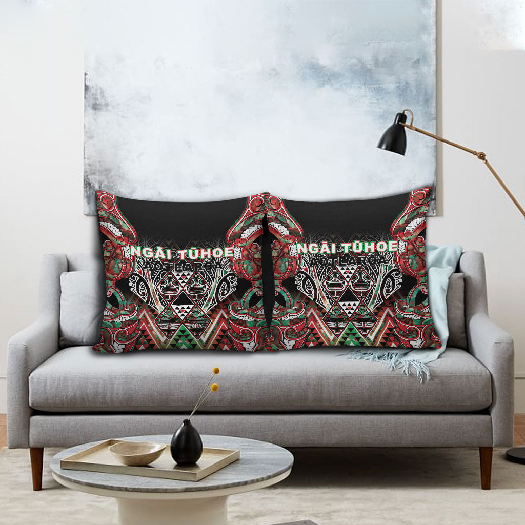 Aotearoa Ngai Tuhoe Pillow Cover Maori Tribal Red And Green Paua Shell Pattern DT05 - Polynesian Pride