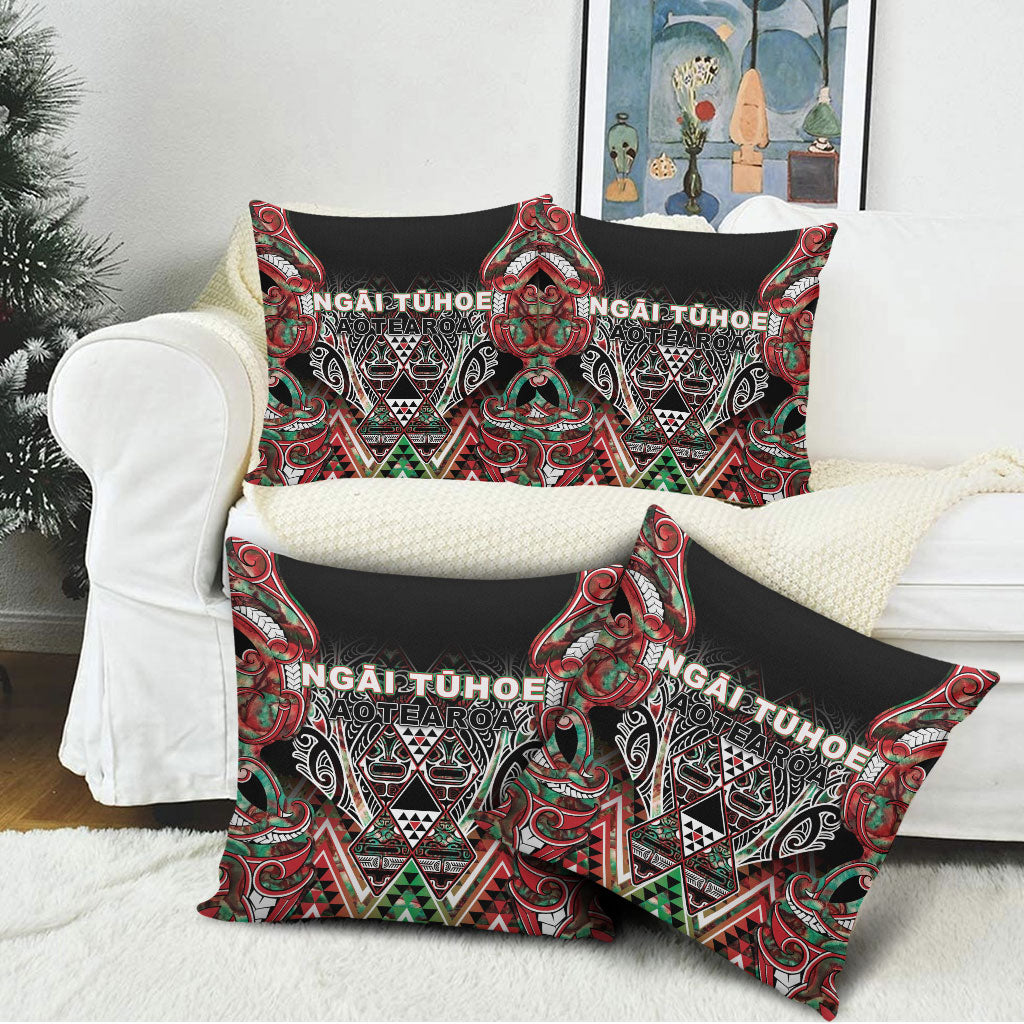 Aotearoa Ngai Tuhoe Pillow Cover Maori Tribal Red And Green Paua Shell Pattern DT05 - Polynesian Pride