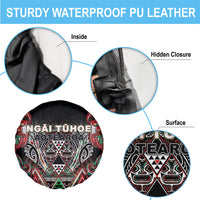 Aotearoa Ngai Tuhoe Spare Tire Cover Maori Tribal Red And Green Paua Shell Pattern DT05 - Polynesian Pride