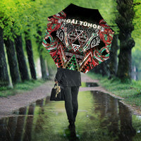 Aotearoa Ngai Tuhoe Umbrella Maori Tribal Red And Green Paua Shell Pattern DT05 - Polynesian Pride