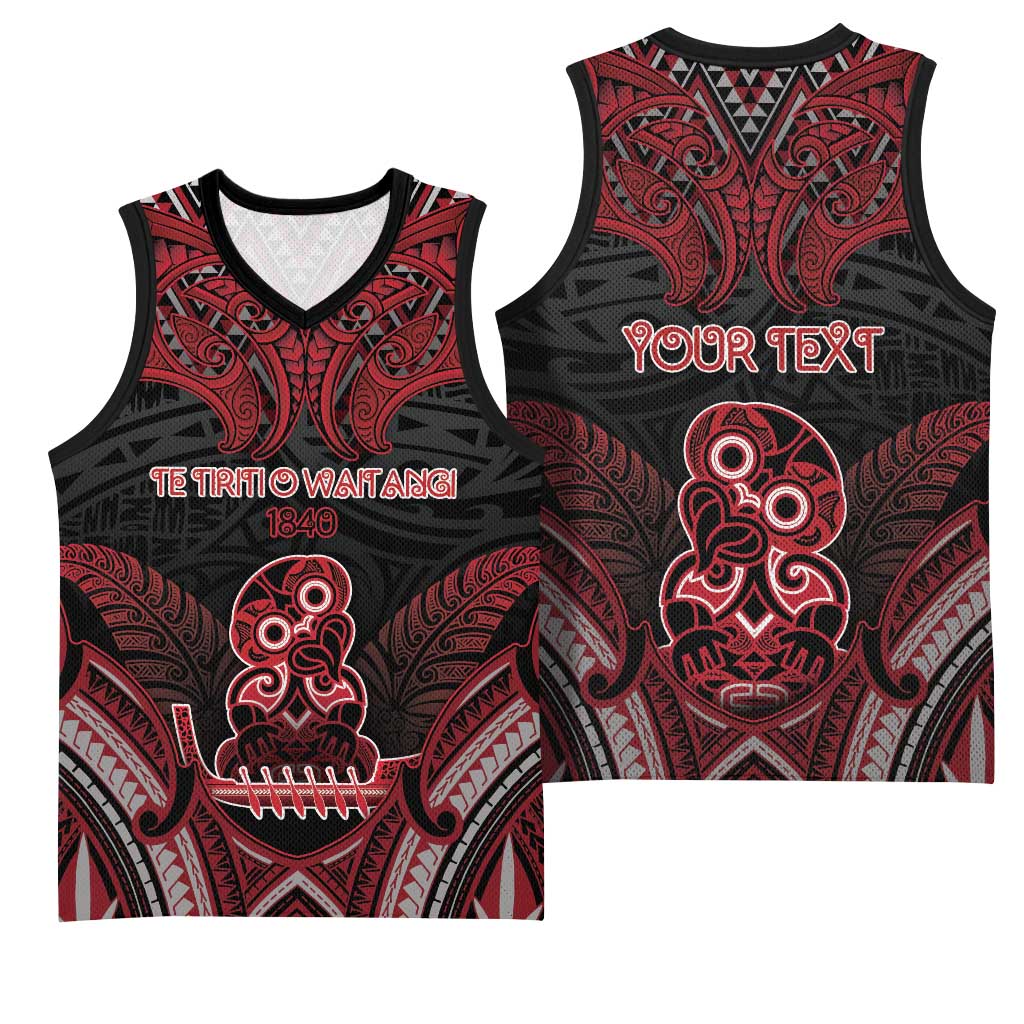 Personalised New Zealand Waitangi Day Basketball Jersey Te Tiriti O Waitangi 1840 - Polynesian Pride
