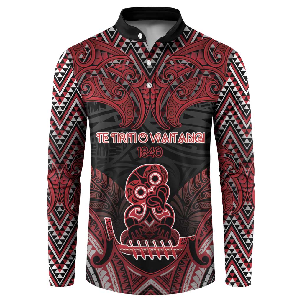Personalised New Zealand Waitangi Day Button Sweatshirt Te Tiriti O Waitangi 1840 - Polynesian Pride