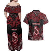 Personalised New Zealand Waitangi Day Couples Matching Off Shoulder Maxi Dress and Hawaiian Shirt Te Tiriti O Waitangi 1840 DT05 - Polynesian Pride