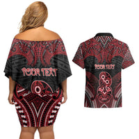 Personalised New Zealand Waitangi Day Couples Matching Off Shoulder Short Dress and Hawaiian Shirt Te Tiriti O Waitangi 1840 DT05 - Polynesian Pride