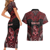 Personalised New Zealand Waitangi Day Couples Matching Short Sleeve Bodycon Dress and Hawaiian Shirt Te Tiriti O Waitangi 1840 DT05 - Polynesian Pride