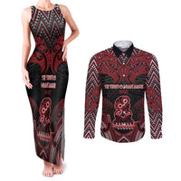 Personalised New Zealand Waitangi Day Couples Matching Tank Maxi Dress and Long Sleeve Button Shirt Te Tiriti O Waitangi 1840 - Polynesian Pride