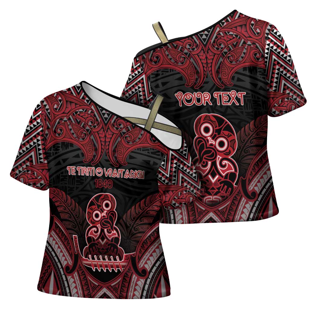 Personalised New Zealand Waitangi Day Cross Shoulder Shirt Te Tiriti O Waitangi 1840 - Polynesian Pride