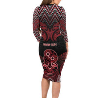 Personalised New Zealand Waitangi Day Family Matching Long Sleeve Bodycon Dress and Hawaiian Shirt Te Tiriti O Waitangi 1840 DT05 - Polynesian Pride