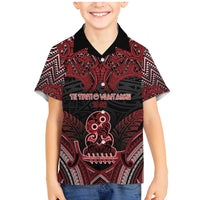 Personalised New Zealand Waitangi Day Family Matching Mermaid Dress and Hawaiian Shirt Te Tiriti O Waitangi 1840 DT05 Son's Shirt Black - Polynesian Pride