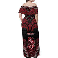 Personalised New Zealand Waitangi Day Family Matching Off Shoulder Maxi Dress and Hawaiian Shirt Te Tiriti O Waitangi 1840 DT05 - Polynesian Pride