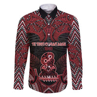 Personalised New Zealand Waitangi Day Family Matching Puletasi and Hawaiian Shirt Te Tiriti O Waitangi 1840 DT05 Dad's Shirt - Long Sleeve Black - Polynesian Pride