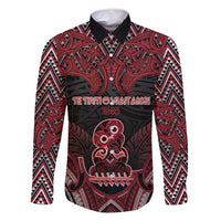 Personalised New Zealand Waitangi Day Family Matching Summer Maxi Dress and Hawaiian Shirt Te Tiriti O Waitangi 1840 DT05 Dad's Shirt - Long Sleeve Black - Polynesian Pride