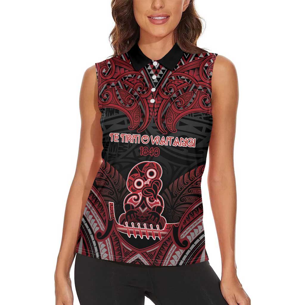 Personalised New Zealand Waitangi Day Women Sleeveless Polo Shirt Te Tiriti O Waitangi 1840 DT05 - Polynesian Pride