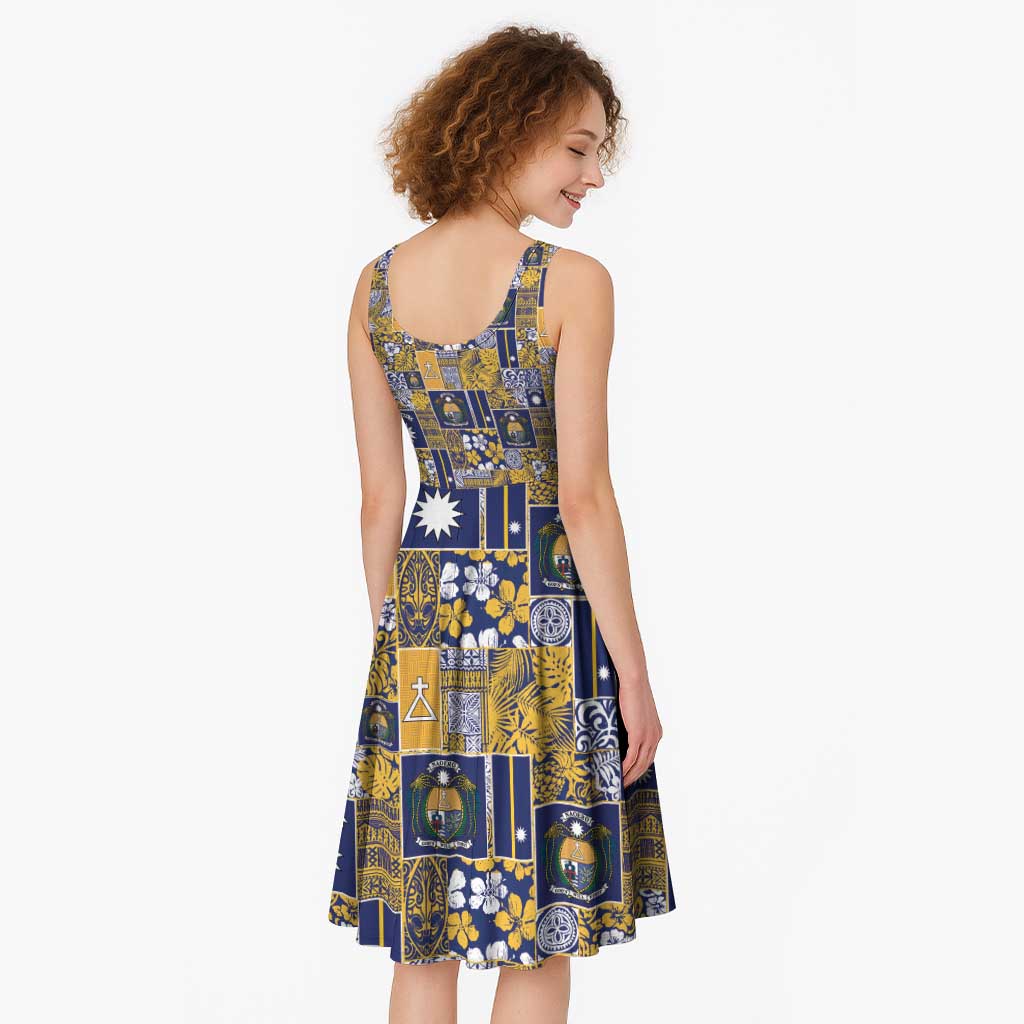 Ekamawir omo Nauru Midi Dress Pacific Patchwork Xmas Vibes - Polynesian Pride