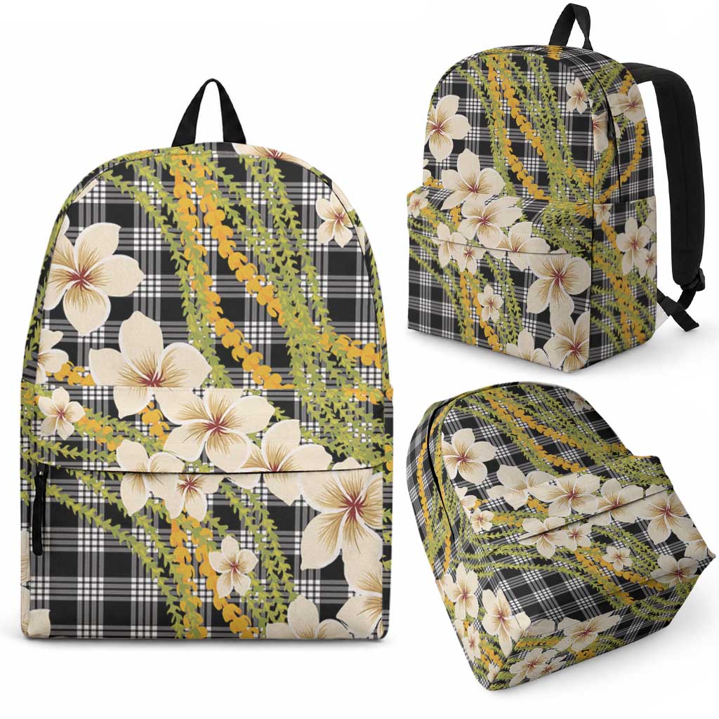Ele'ele Hawai'i Palaka Plumeria Backpack Puakenikeni and Maile Lei
