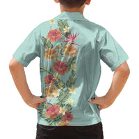 Hawaii Tropical Family Matching Outfit Hibiscus Flowers Polynesian Off Shoulder Long Sleeve Dress And Shirt Family Set - Polynesian Pride