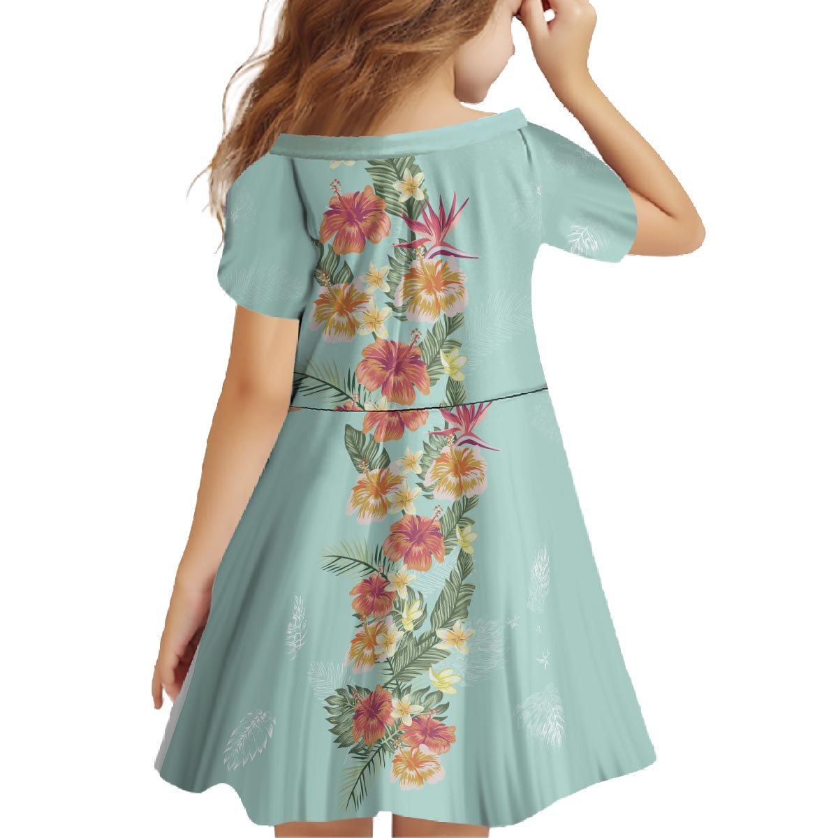 Hawaii Tropical Family Matching Outfit Hibiscus Flowers Polynesian Off Shoulder Long Sleeve Dress And Shirt Family Set - Polynesian Pride