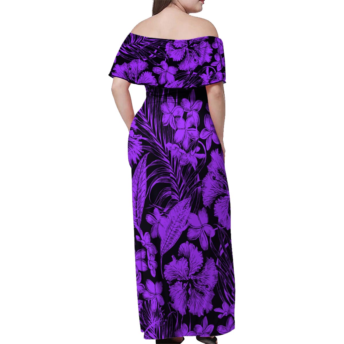 Polynesian Matching Tropical Outfits For Couples Purple LT6