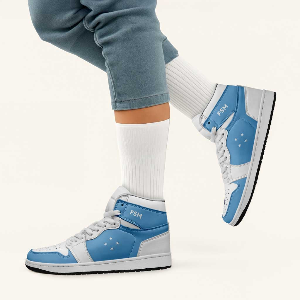 Federated States Of Micronesia High Sneakers AJ1 Coat Of Arms Flag Inspired