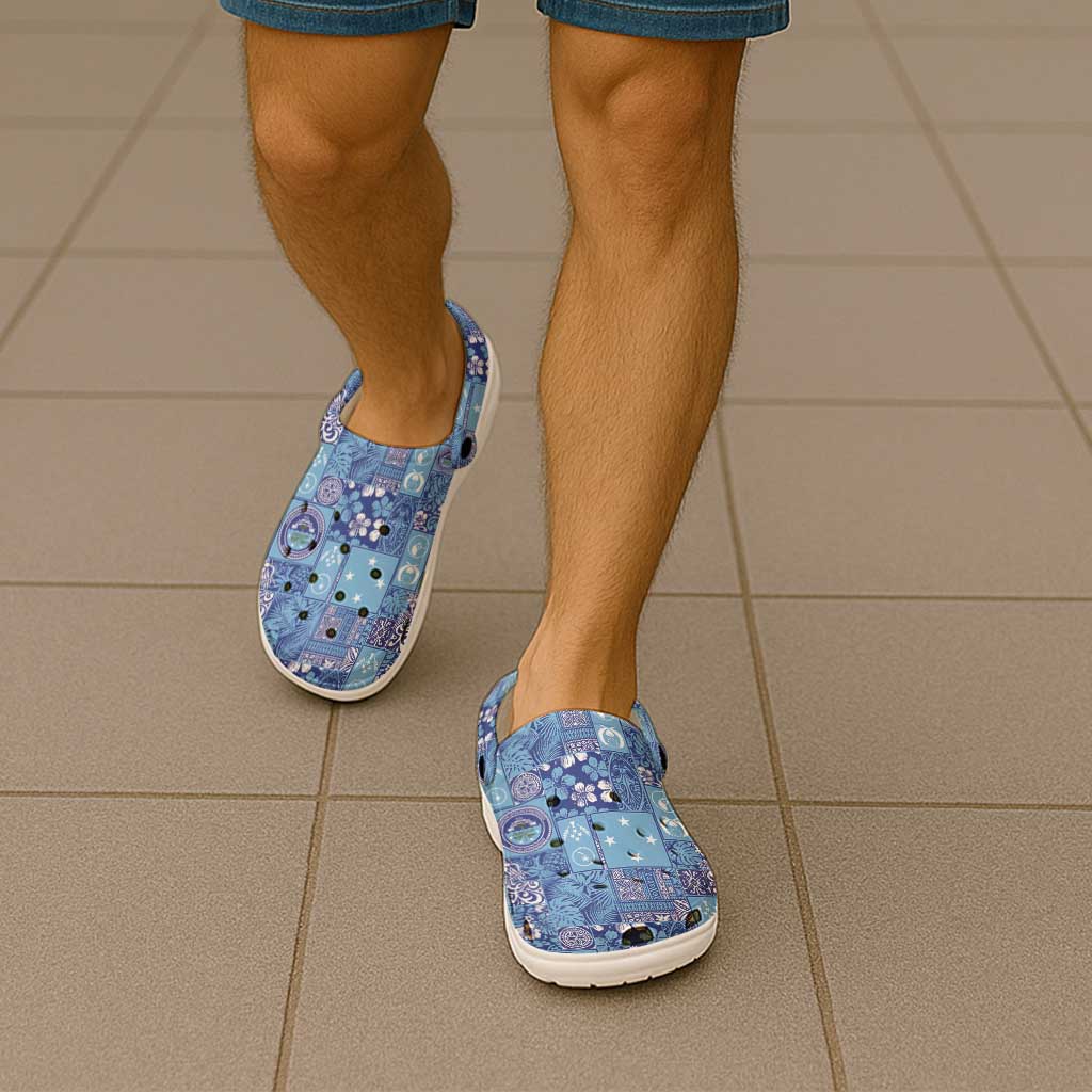 Federated States of Micronesia Merry Christmas Clogs Shoes Pacific Patchwork Xmas Vibes - Polynesian Pride