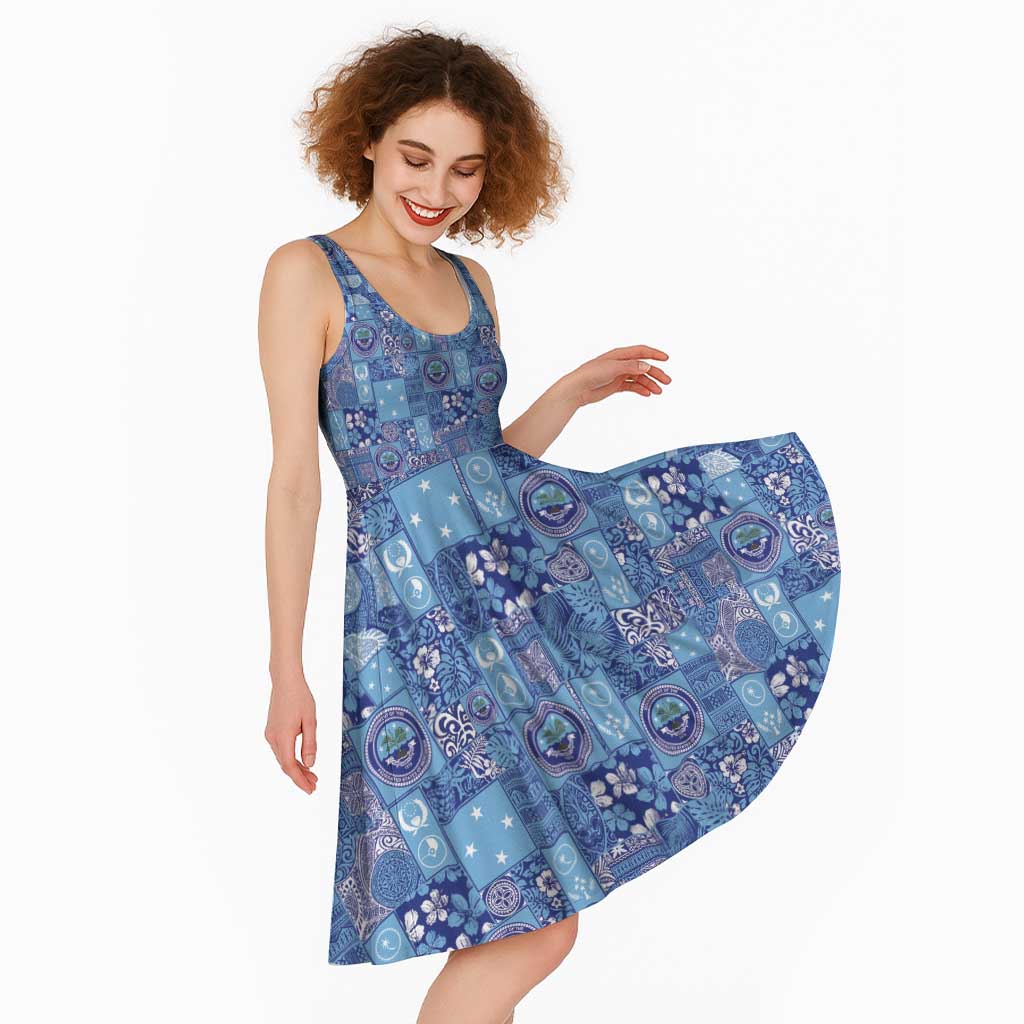 Federated States of Micronesia Merry Christmas Midi Dress Pacific Patchwork Xmas Vibes - Polynesian Pride