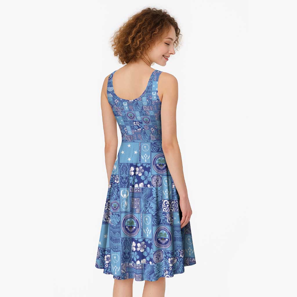 Federated States of Micronesia Merry Christmas Midi Dress Pacific Patchwork Xmas Vibes - Polynesian Pride