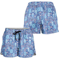 Federated States of Micronesia Merry Christmas Shorts for Women Pacific Patchwork Xmas Vibes - Polynesian Pride