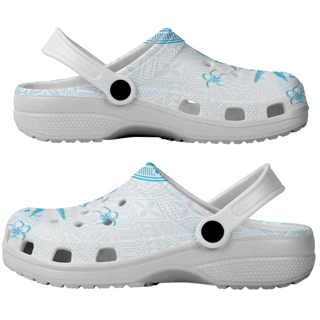 Fiji Clogs Shoes Masi Tapa Pattern Blue - Polynesian Pride