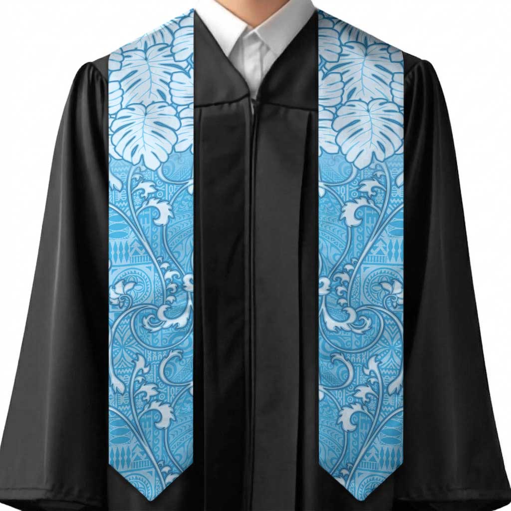 Fiji Graduation Stole Fijian Tapa Pattern Blue