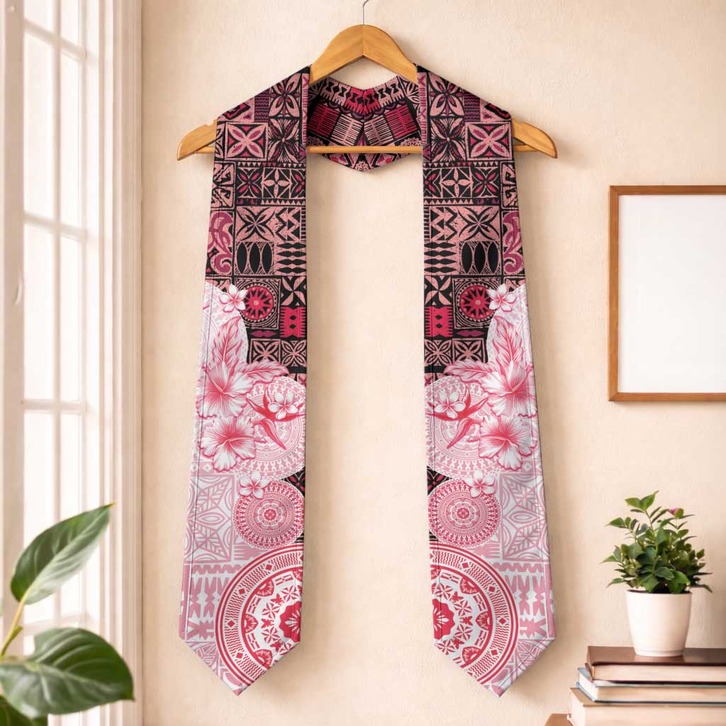 Fiji Graduation Stole Masi Tapa Pattern Red