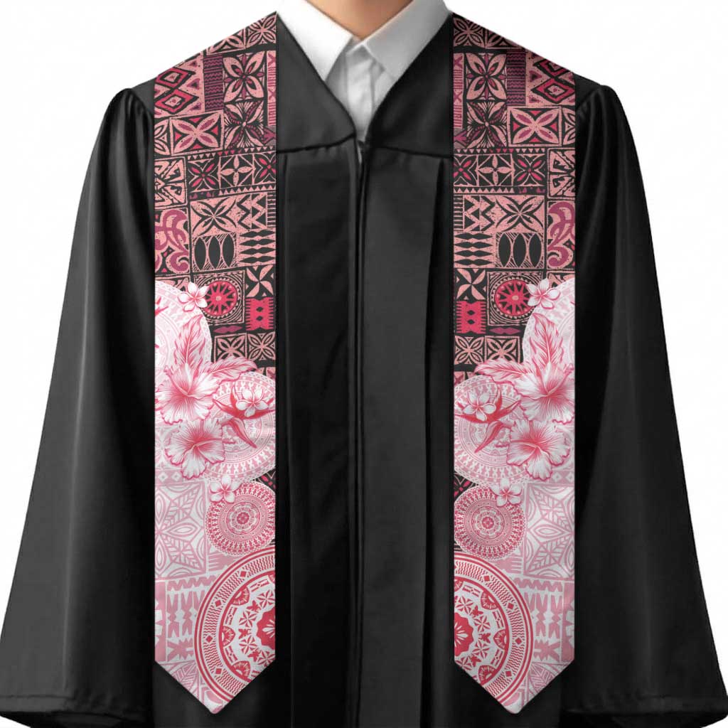 Fiji Graduation Stole Masi Tapa Pattern Red