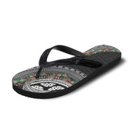 Fiji Hibiscus Flip Flops Tapa Masi Motifs with Tropical Plants