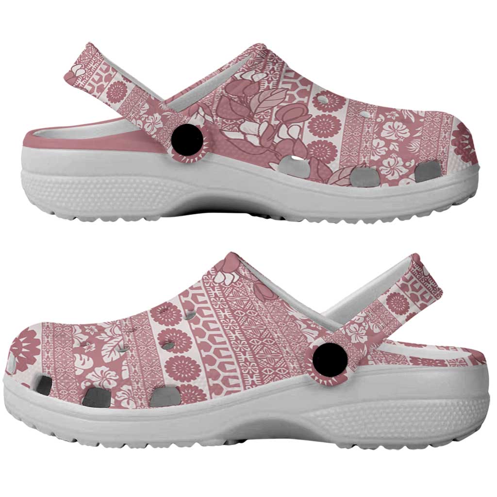 Fiji Marau na Kerisimasi Clogs Shoes Dusty Rose Tagimoucia Tapa Masi Tribal - Polynesian Pride