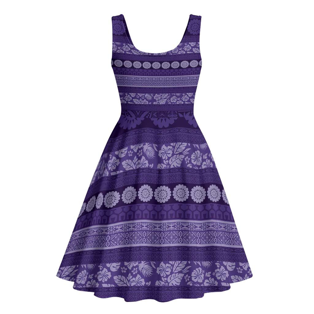 Fiji Marau na Kerisimasi Midi Dress Purple Tapa Masi Inspired Christmas - Polynesian Pride