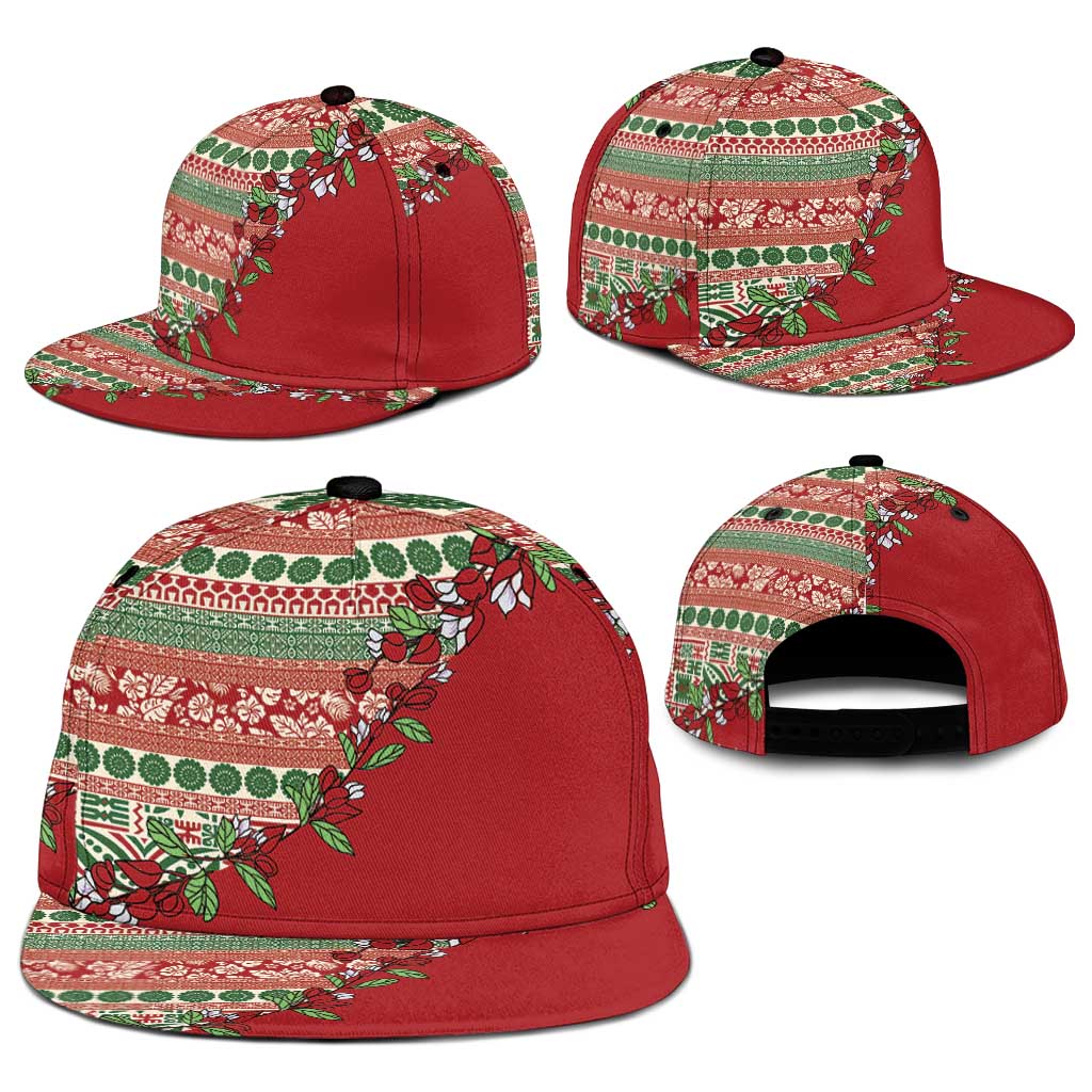 Fiji Marau na Kerisimasi Snapback Cap Red Tagimoucia Tapa Masi Tribal - Polynesian Pride