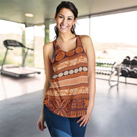 Fiji Marau na Kerisimasi Women Racerback Tank Gold Tapa Masi Inspired Christmas - Polynesian Pride