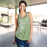 Fiji Marau na Kerisimasi Women Racerback Tank Sage Green Tagimoucia Tapa Masi Tribal LT9 - Polynesian Pride