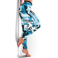 Fijian Rugby Leggings Grunge Palm Stylized LT01 - Polynesian Pride