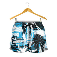 Fijian Rugby Shorts for Women Grunge Palm Stylized LT01 - Polynesian Pride