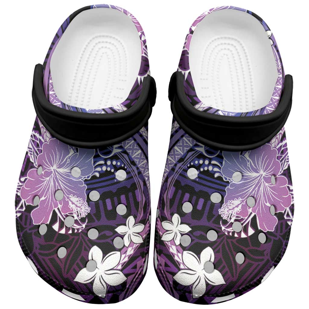 Galaxy Polynesian Pattern With Tropical Flowers Clogs Shoes - Polynesian Pride