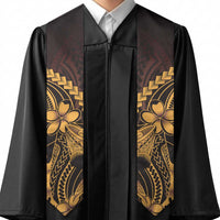 Gold Black Aloha Hawaii Graduation Stole Polynesian Shark Tattoo With Plumeria - Polynesian Pride