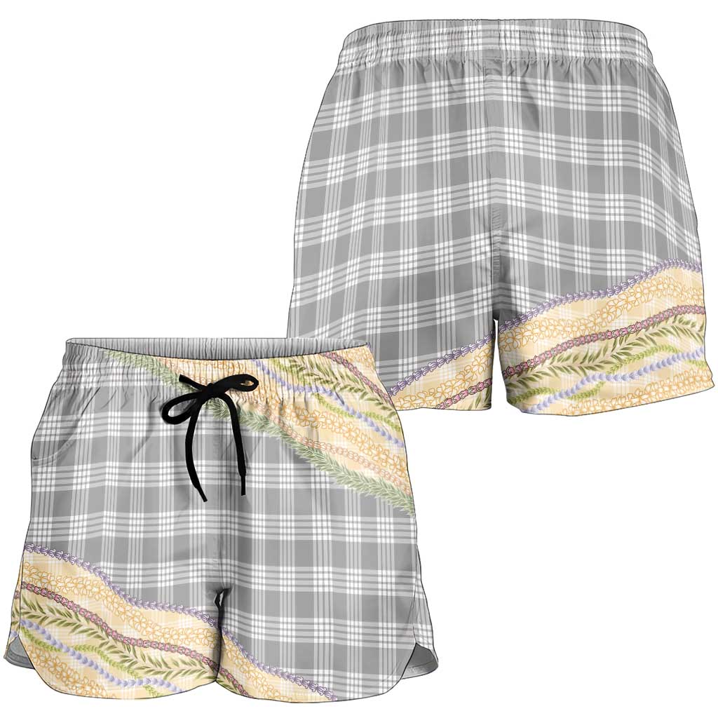 Gray Palaka Hawaii Leis Elegant Vibes Shorts for Women