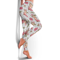 Gray Paniolo Palaka Hawaiian Cowgirl Christmas Leggings - Polynesian Pride