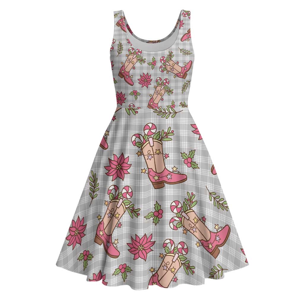 Gray Paniolo Palaka Hawaiian Cowgirl Christmas Midi Dress - Polynesian Pride