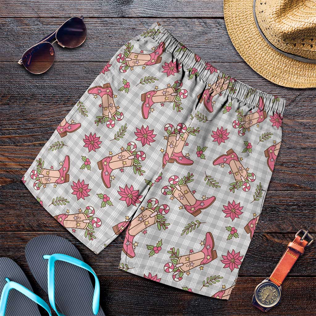 Gray Paniolo Palaka Hawaiian Cowgirl Christmas Shorts for Men - Polynesian Pride