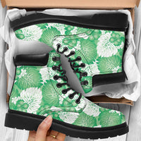 Green Aloha Hawaii All Season Boots Monstera Hibiscus Plumeria Seamless Vibes LT14 Green - Polynesian Pride