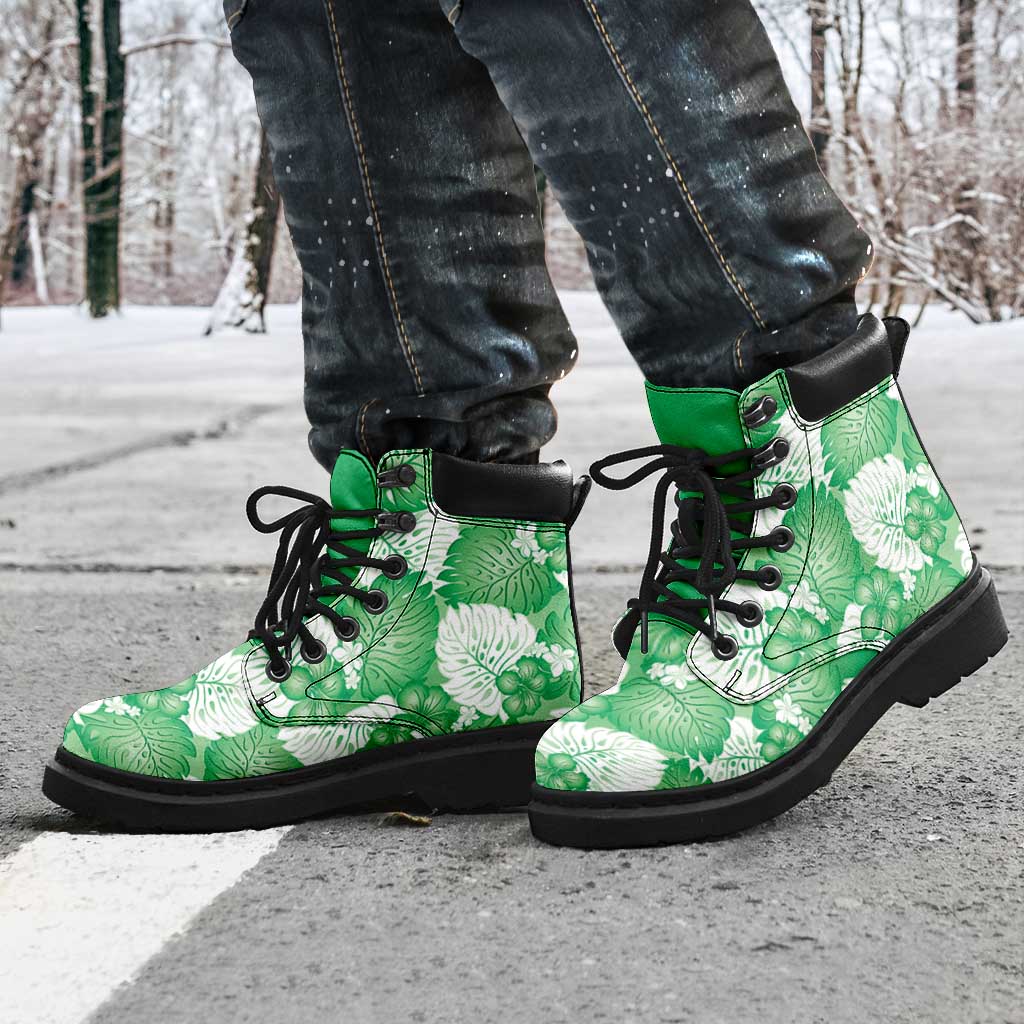Green Aloha Hawaii All Season Boots Monstera Hibiscus Plumeria Seamless Vibes LT14 - Polynesian Pride