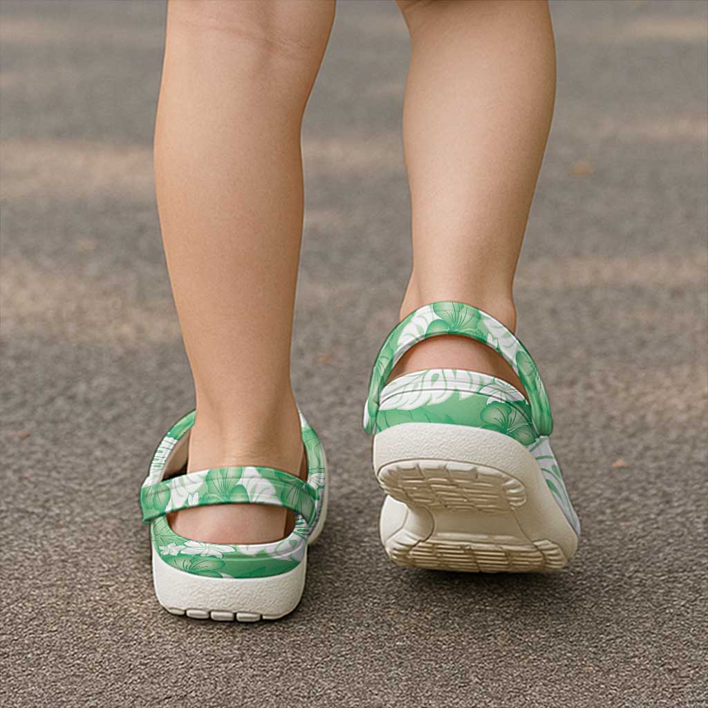 Green Aloha Hawaii Clogs Shoes Monstera Hibiscus Plumeria Seamless Vibes - Polynesian Pride
