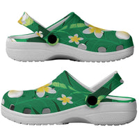 Green Banana Leaf Hawaii Clogs Shoes Lau Maia Plumeria Tropical Summer Vibes LT14 - Polynesian Pride
