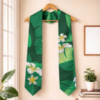 Green Banana Leaf Hawaii Graduation Stole Lau Maia Plumeria Tropical Summer Vibes LT14 One Size Green - Polynesian Pride